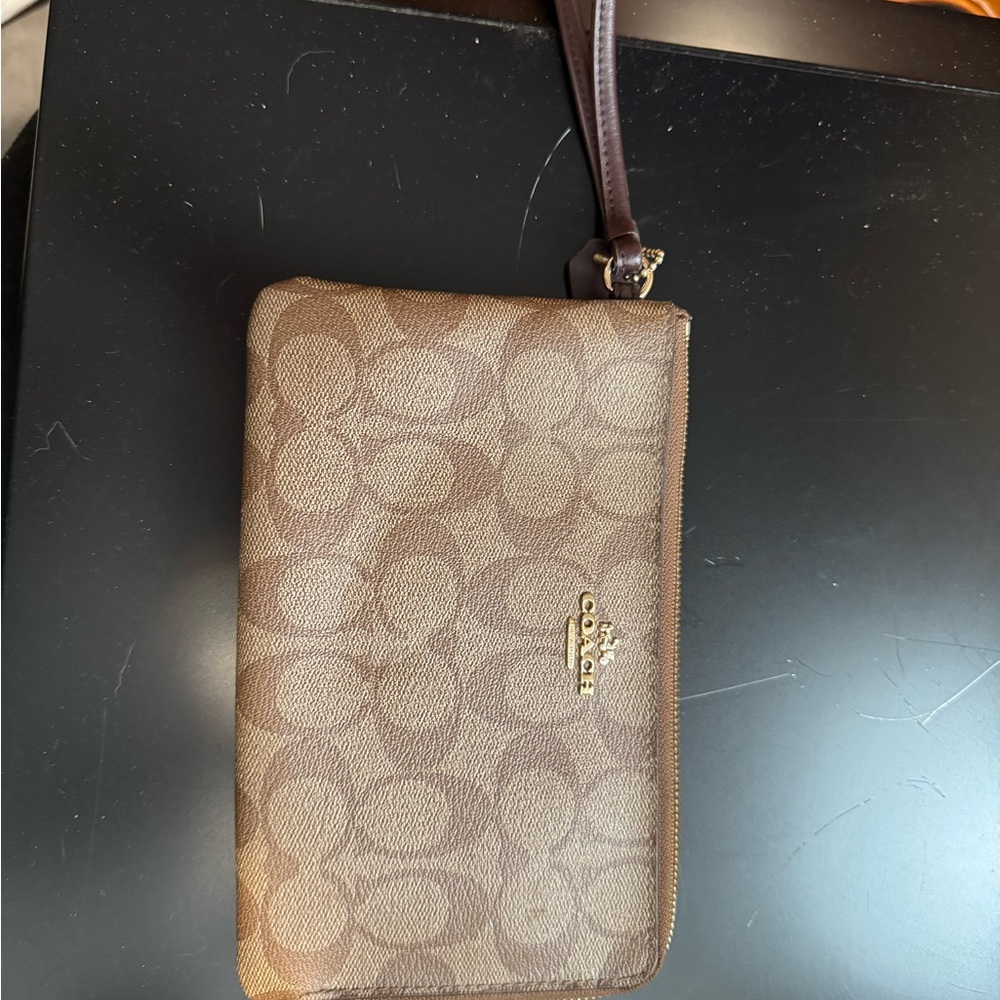 Coach Brown Wristlet Clutch